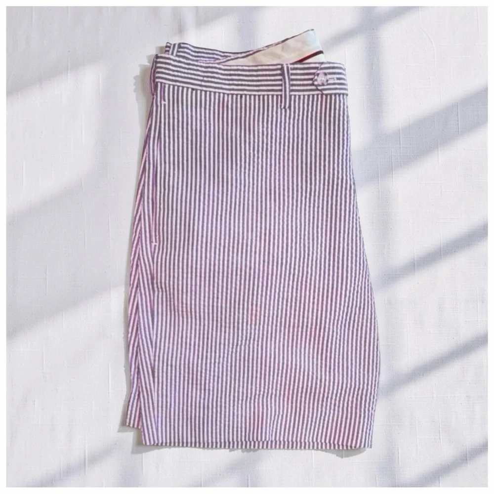 Afazzy NY Seersucker Shorts | Purple & White Stripe | Summer | Classic | NWOT - Picture 4 of 8